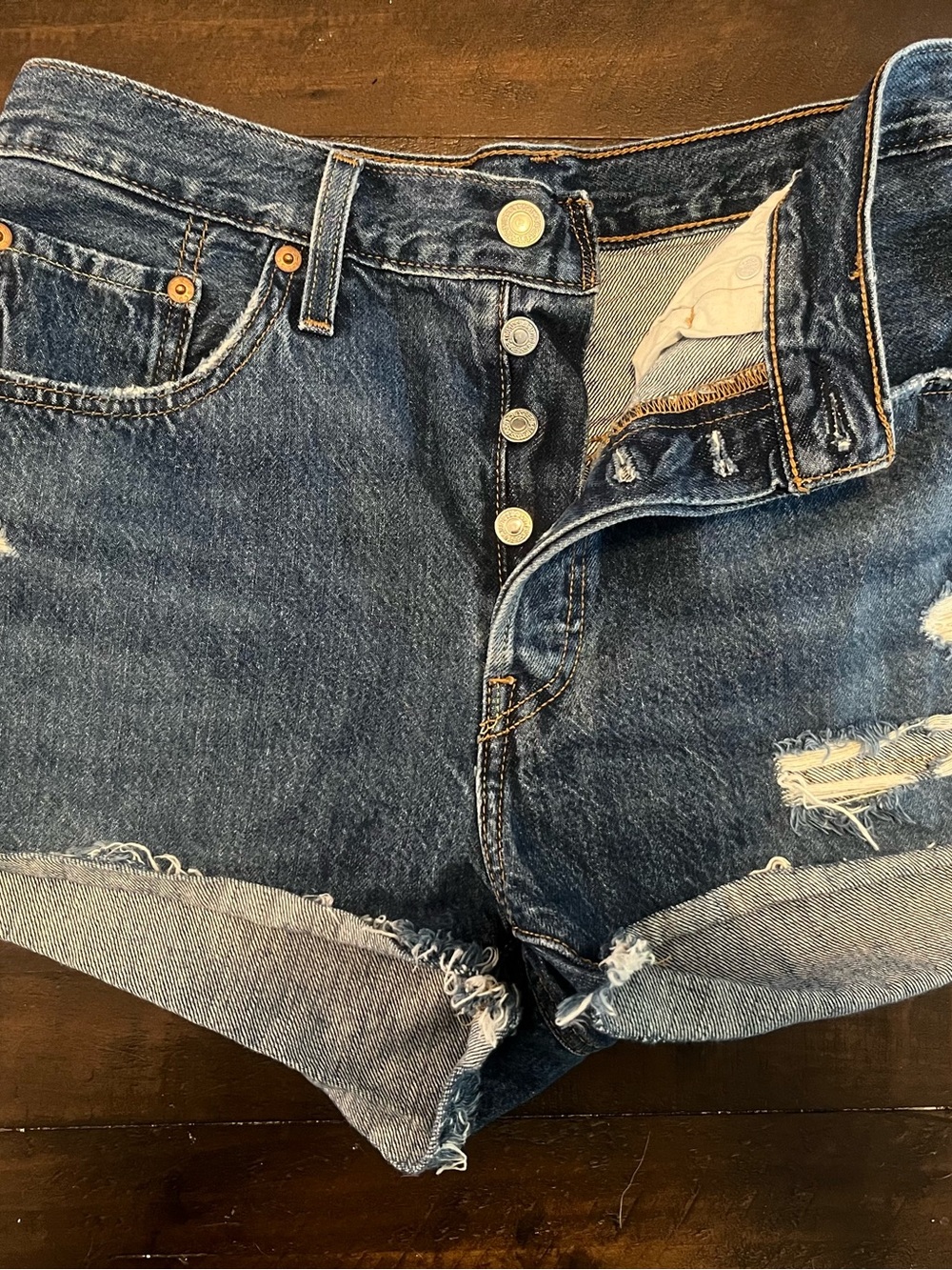 Levi’s High Waist Distressed Button-Fly Denim Shorts - NWOT size 29